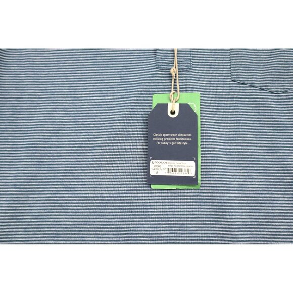 Footjoy Mens Striped Polo Golf Shirt Medium Blue Dri release Cotton Blend - Picture 4 of 10